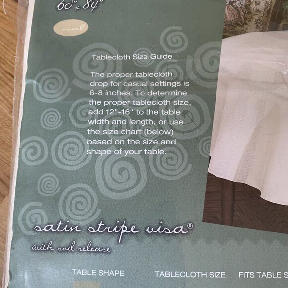 Tablecloth Hometrends Select Satin Stripe Visa Bone Color 60 x 84 Oval New - Picture 4 of 11